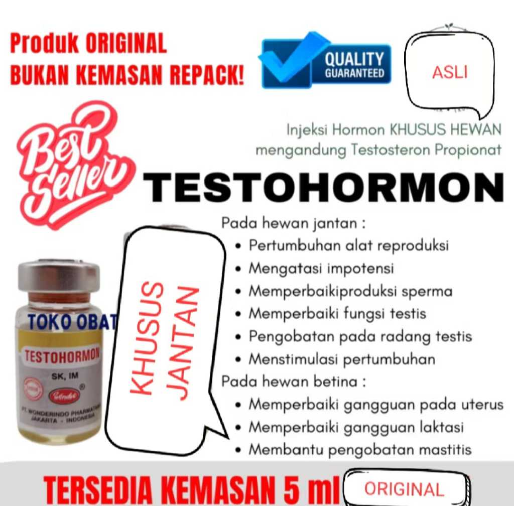 TESTOHORMON WONDER ( 5 ml) KHUSUS AYAM BURUNG JANTAN FERTI PRODUKSI BERMASALAH