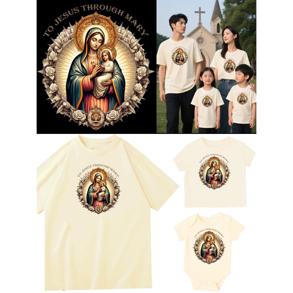 Baju Bunda Maria Kaos Rohani kaos Katolik To Jesus Through Mary