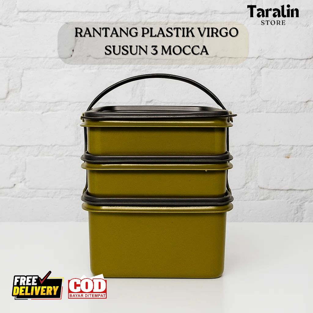Rantang Susan Plastik Virgo Jumbo Susun 3 Mocca