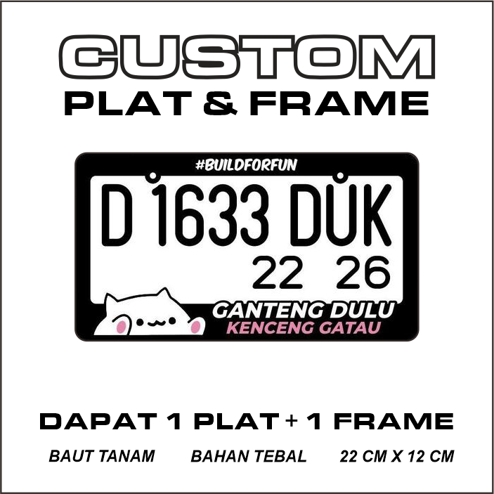 Plat Nomor JDM Custom Frame + Plat / PNP MOTOR