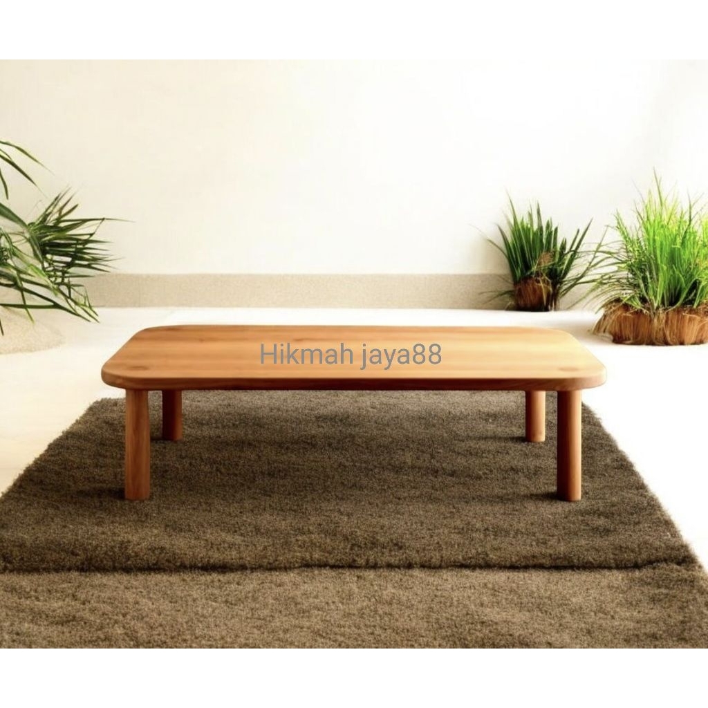 Meja lesehan lipat/Meja tamu lipat/Meja lipat kaki bulat estetik 120*60*30 cm