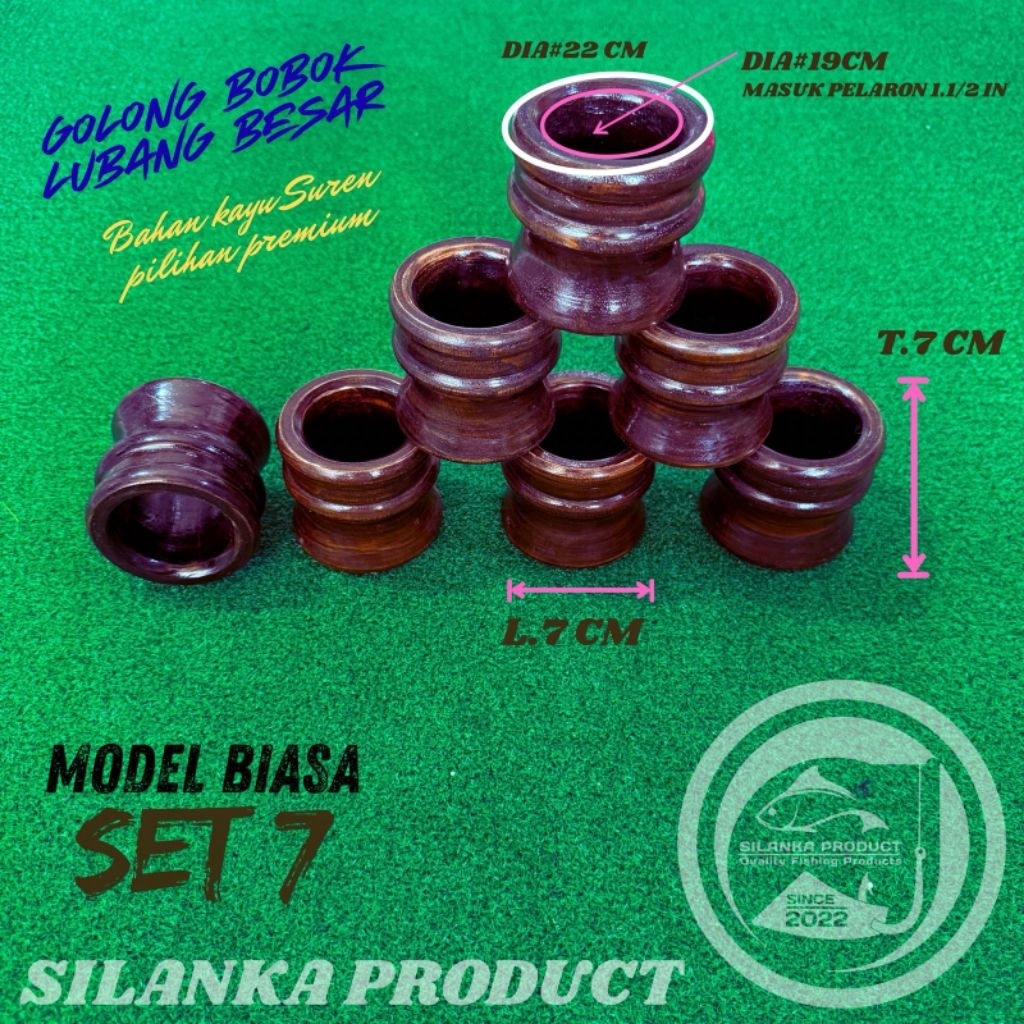 Gulungan Senar Pancing/Golong Senar pancing lubang besar Bahan Kayu Kualitas PREMIUM Ukuran 7 masuk 