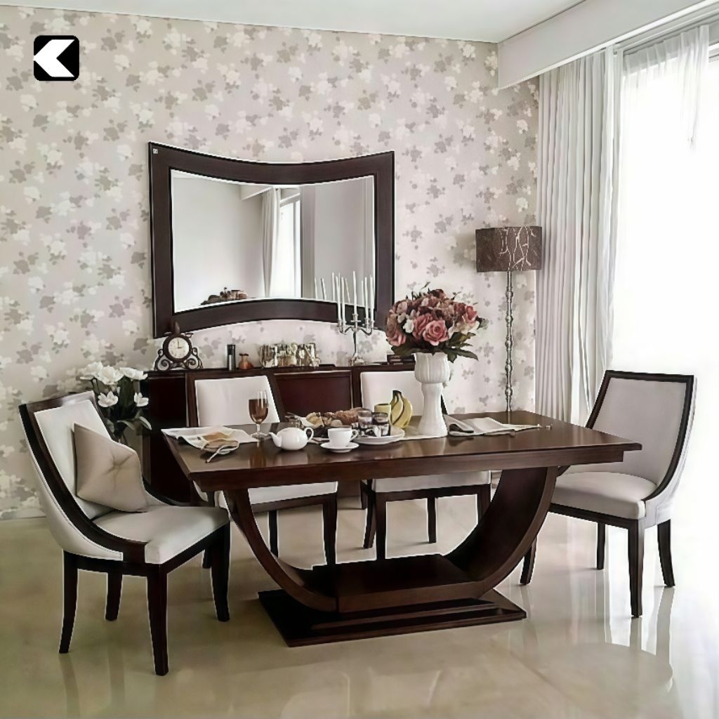 SET MEJA MAKAN MINIMALIS 4 KURSI MEJA MAKAN KAYU JATI SET KURSI MEJA MAKAN MEWAH HOTEL