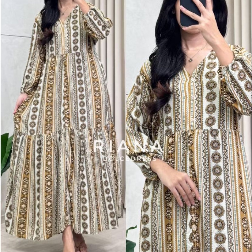 Dolcesress Riana Midi Dress Rayon Motif Nyaman