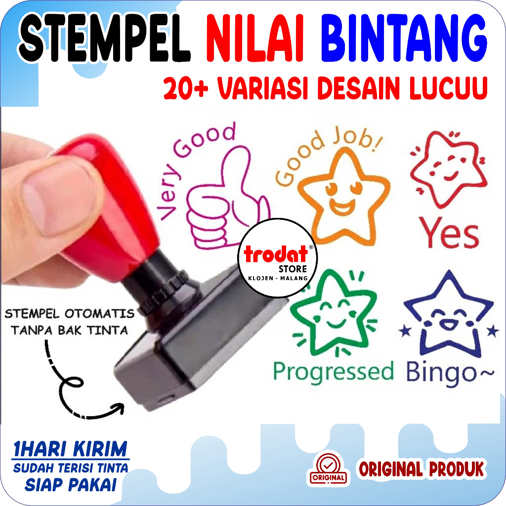STEMPEL NILAI BINTANG GURU LUCU TK/PAUD/STAMPEL REWARD OTOMATIS 22×22/FLASH STAMP PENILAIAN MURAH