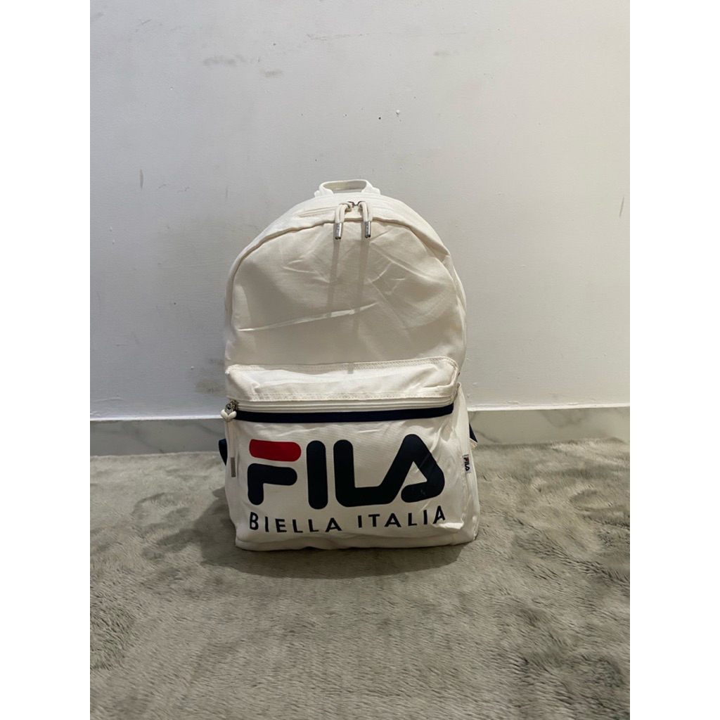 ransel putih nilon unisex dr fila preloved