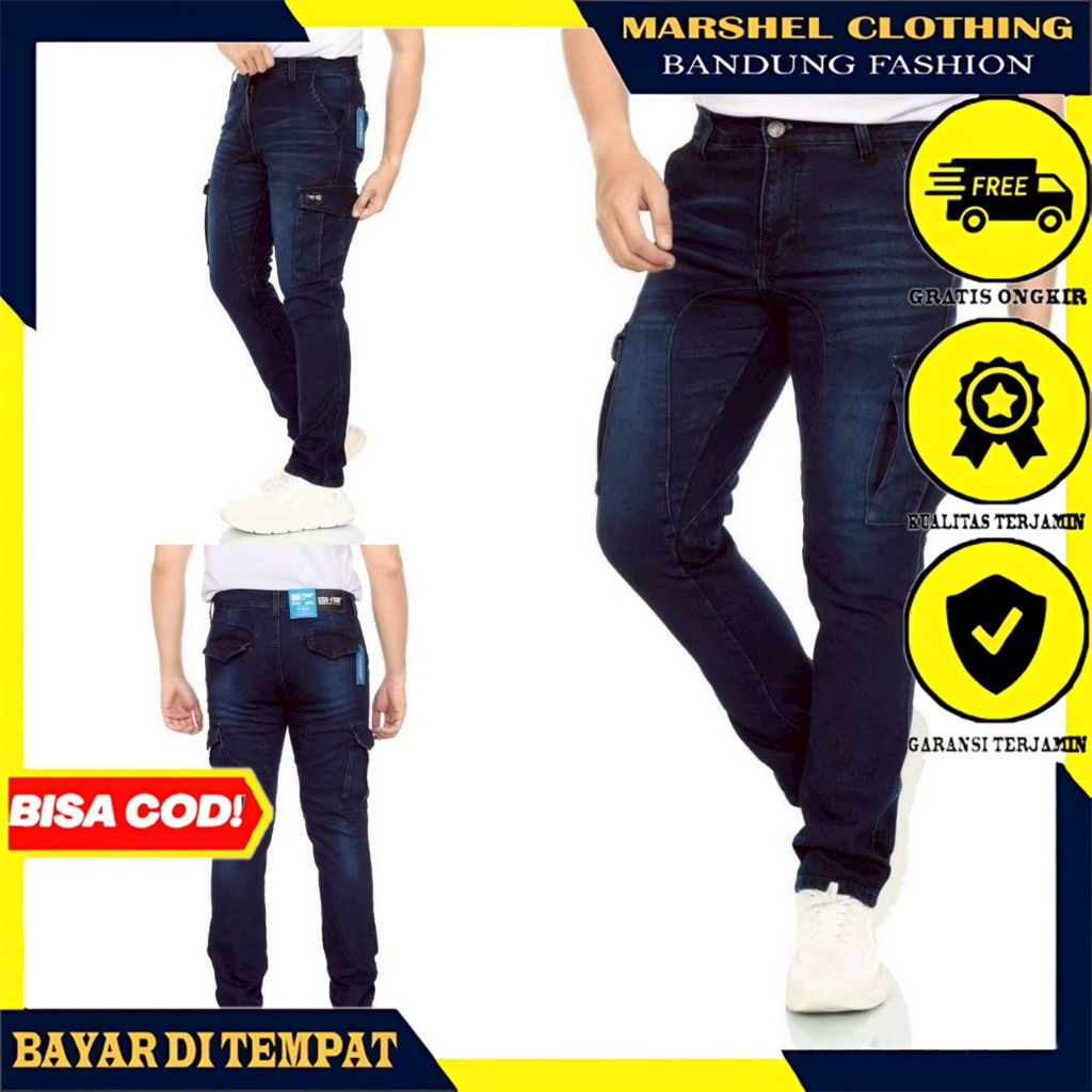 MCL - Cargo Jeans Denim Panjang Pria / Celana Denim Cargo Pria Model Saku Tempel Bobok