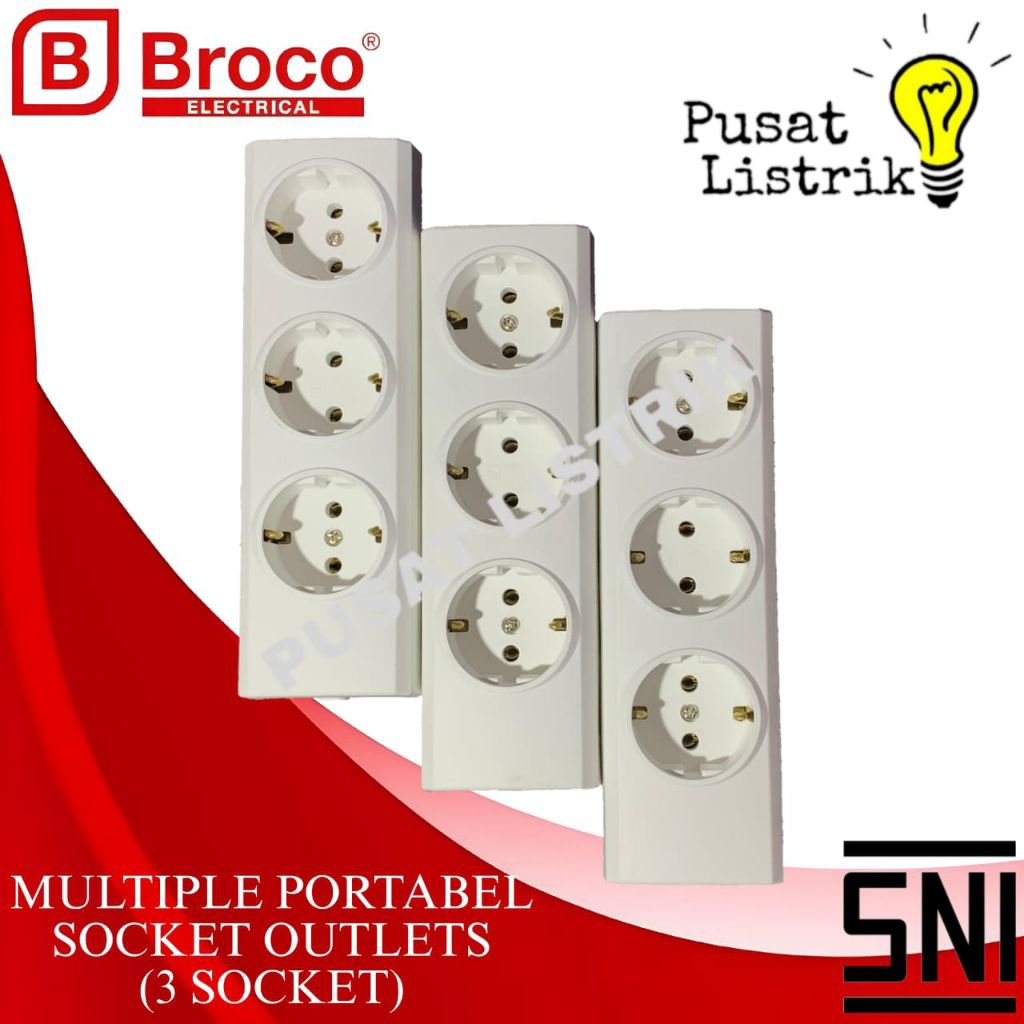 Stop Kontak 3 Lubang Tutup Broco Stop Kontak Outbow 3 Lubang Broco Tanpa Kabel