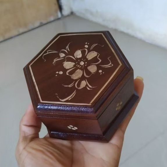 tempat perhiasan, kotak perhiasan kayu jati