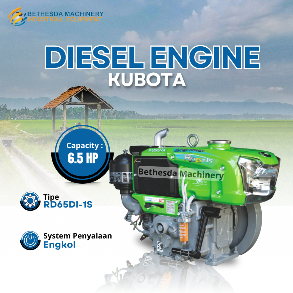 Mesin Penggerak Diesel 6.5 PK RD 65 DI-1S Model Kubota Engine Serbaguna 6.5 PK