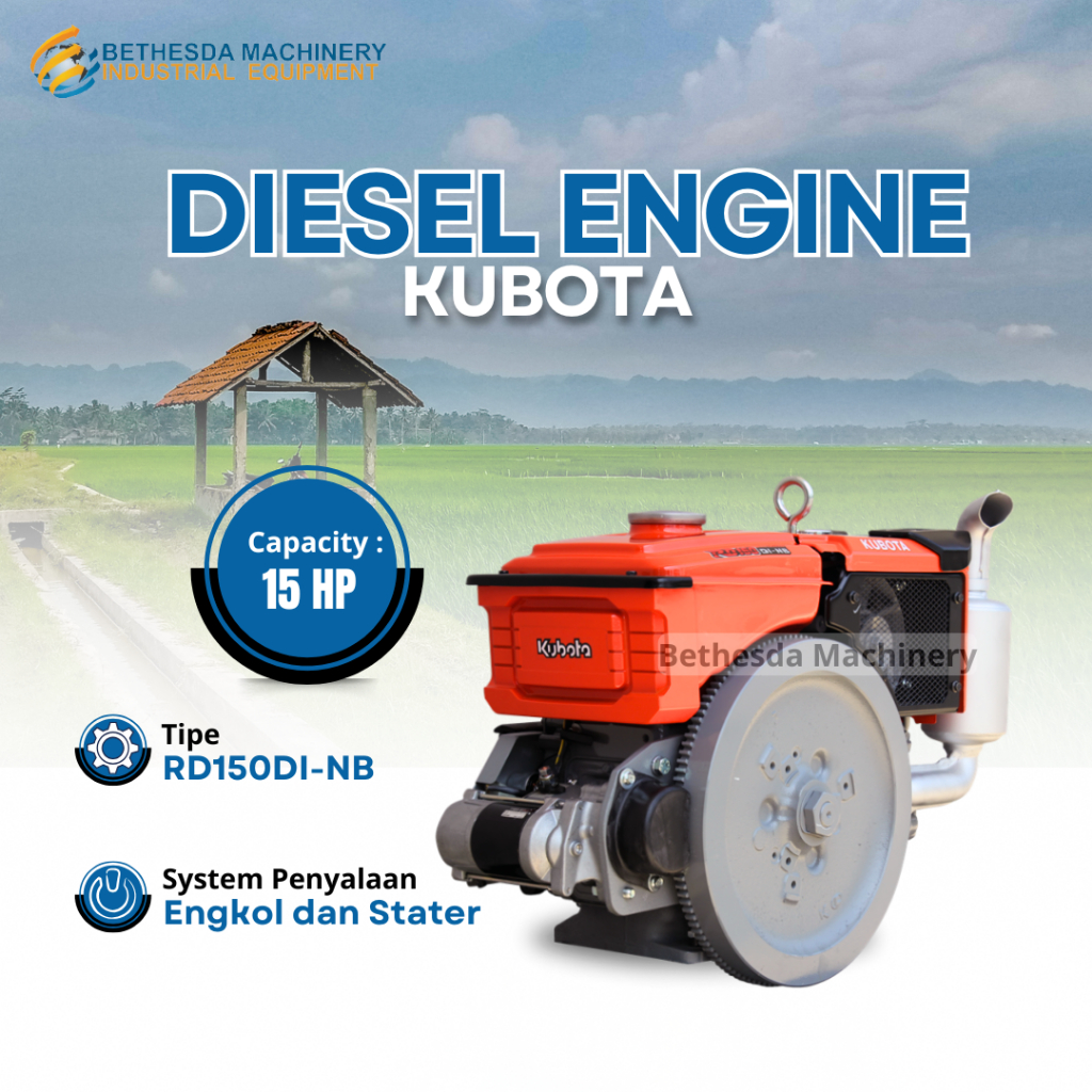 Kubota Diesel Penggerak 15 HP Diesel Stater Radiator 15 PK RD 150 DI-NB