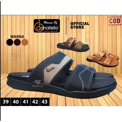 Donatello sandal kulit selop slide ringan anti slip pria laki laki dewasa kasual original