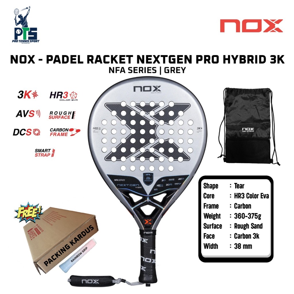 Padel Raket NOX NextGen Pro Hybrid 3K NFA Series Grey