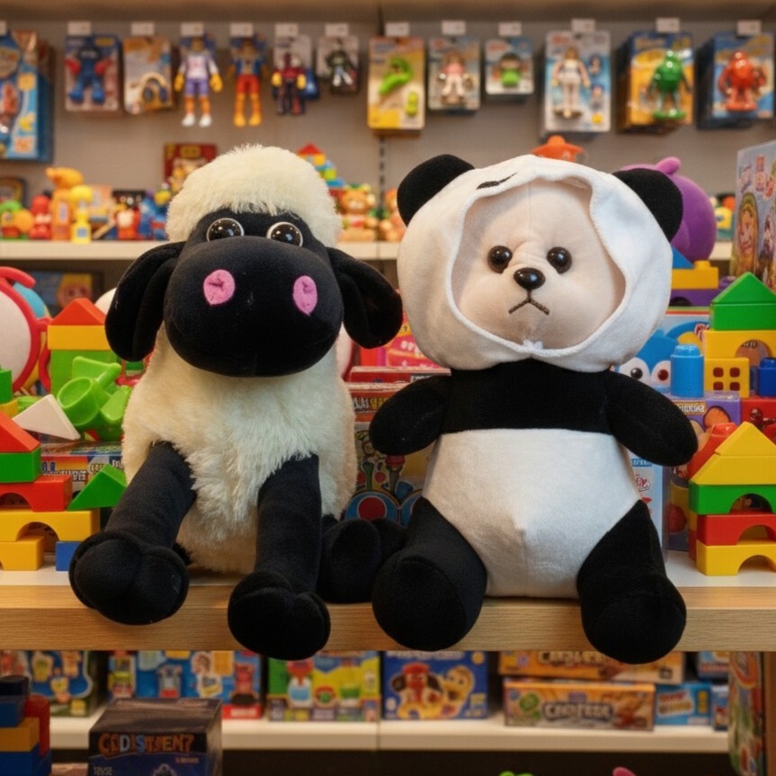 PAKET BUNDLE BONEKA SHAUN THE SHEEP & BONEKA BERUANG HOODIE