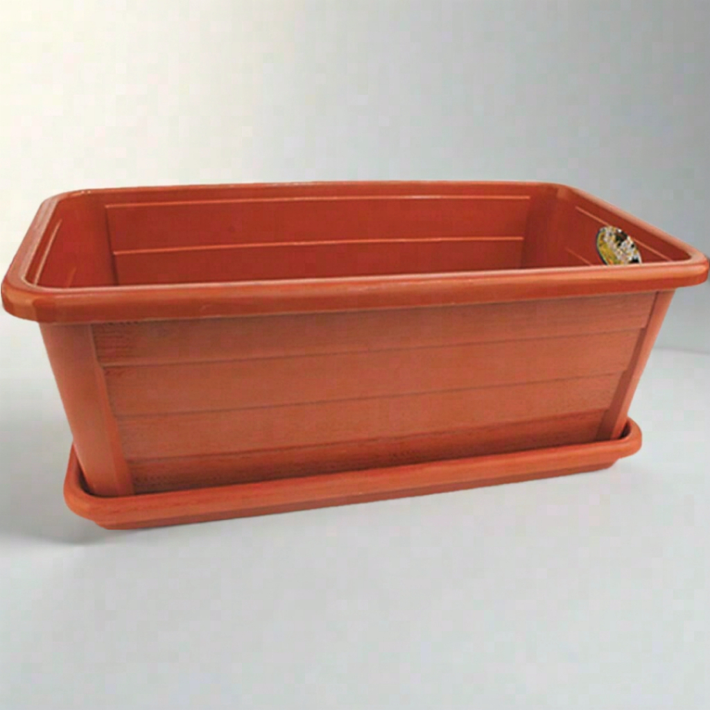 Green Leaf Vienna 6467 Pot Persegi Panjang + Tatakan Pot Lantai Plastik Tebal