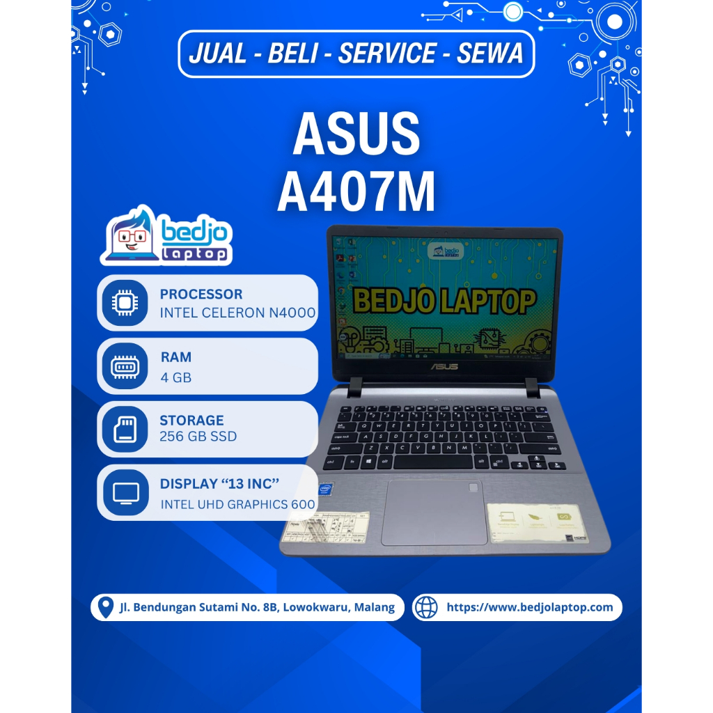 ASUS A407M TERTANGGUH Laptop Asus Intel N400 Ram 4GB, Laptop Asus Murah 2jutaan