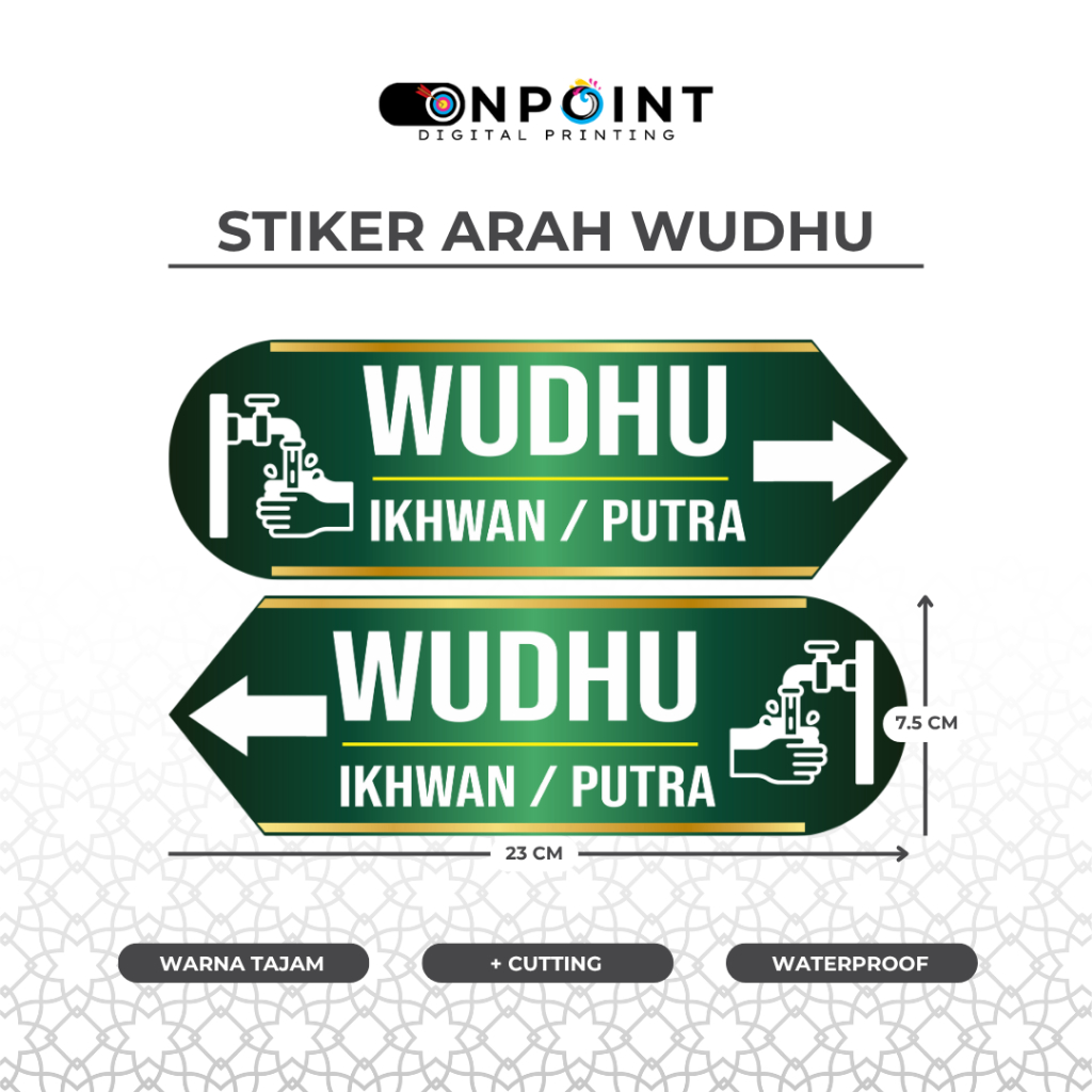 Sticker Arah Tempat Wudhu | Stiker Arah Wudhu | Sticker Anti Air | Stiker Wudhu Musholla / Masjid