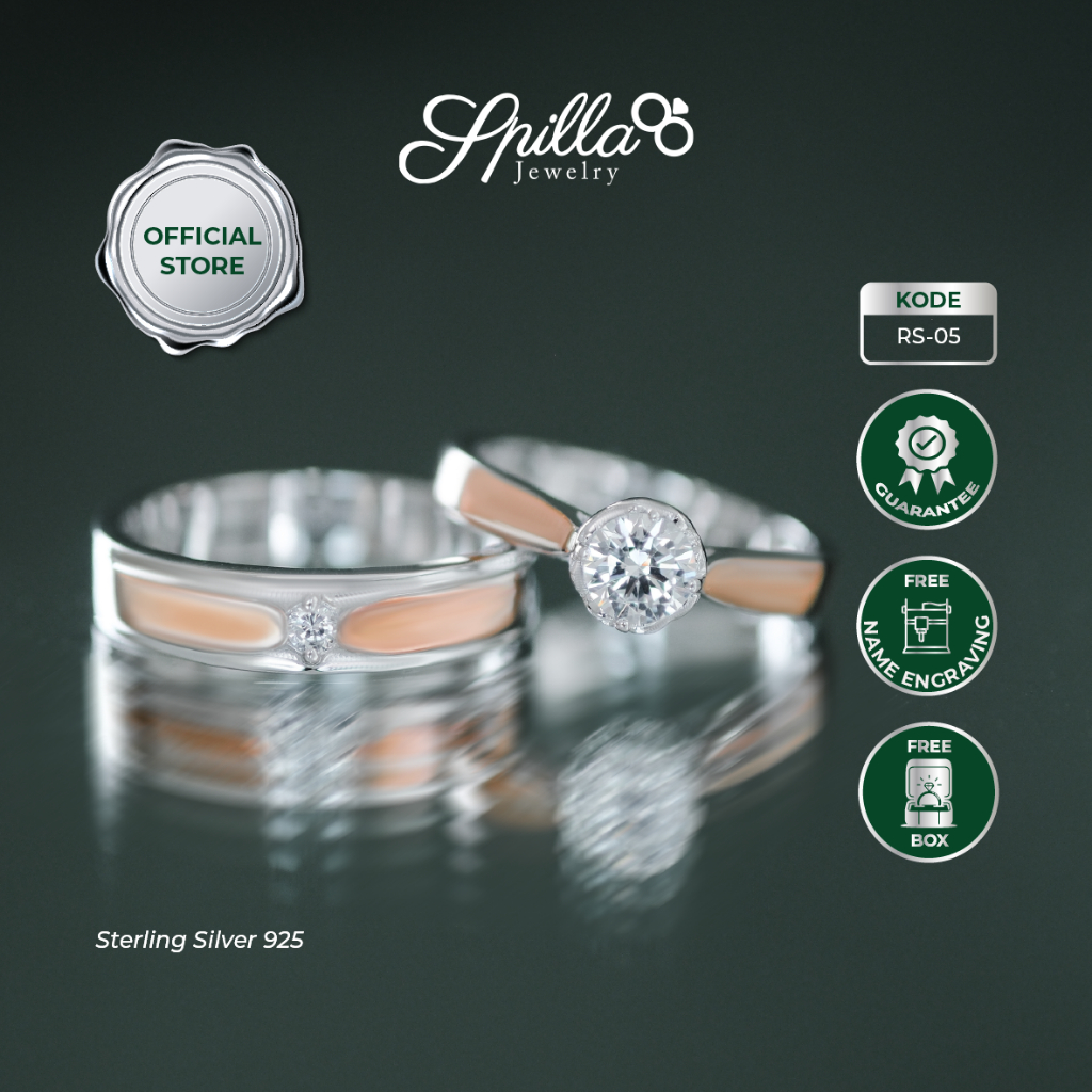 Spilla Jewelry Cincin Kawin Cincin Tunangan Cincin Couple RS-05 Silver Bergaransi