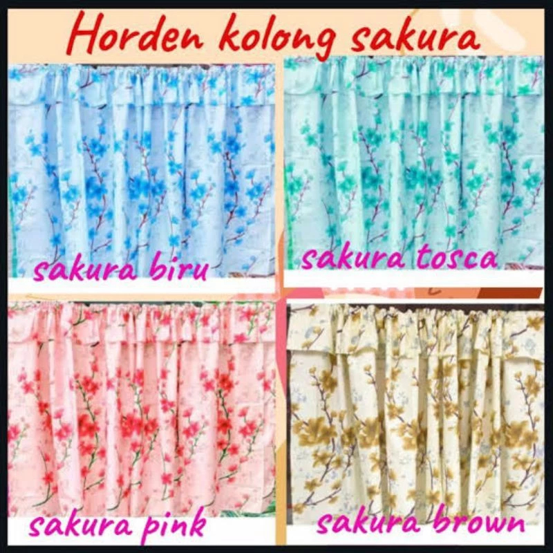 Hordeng kolong dapur / hordeng wastafel motif sakura