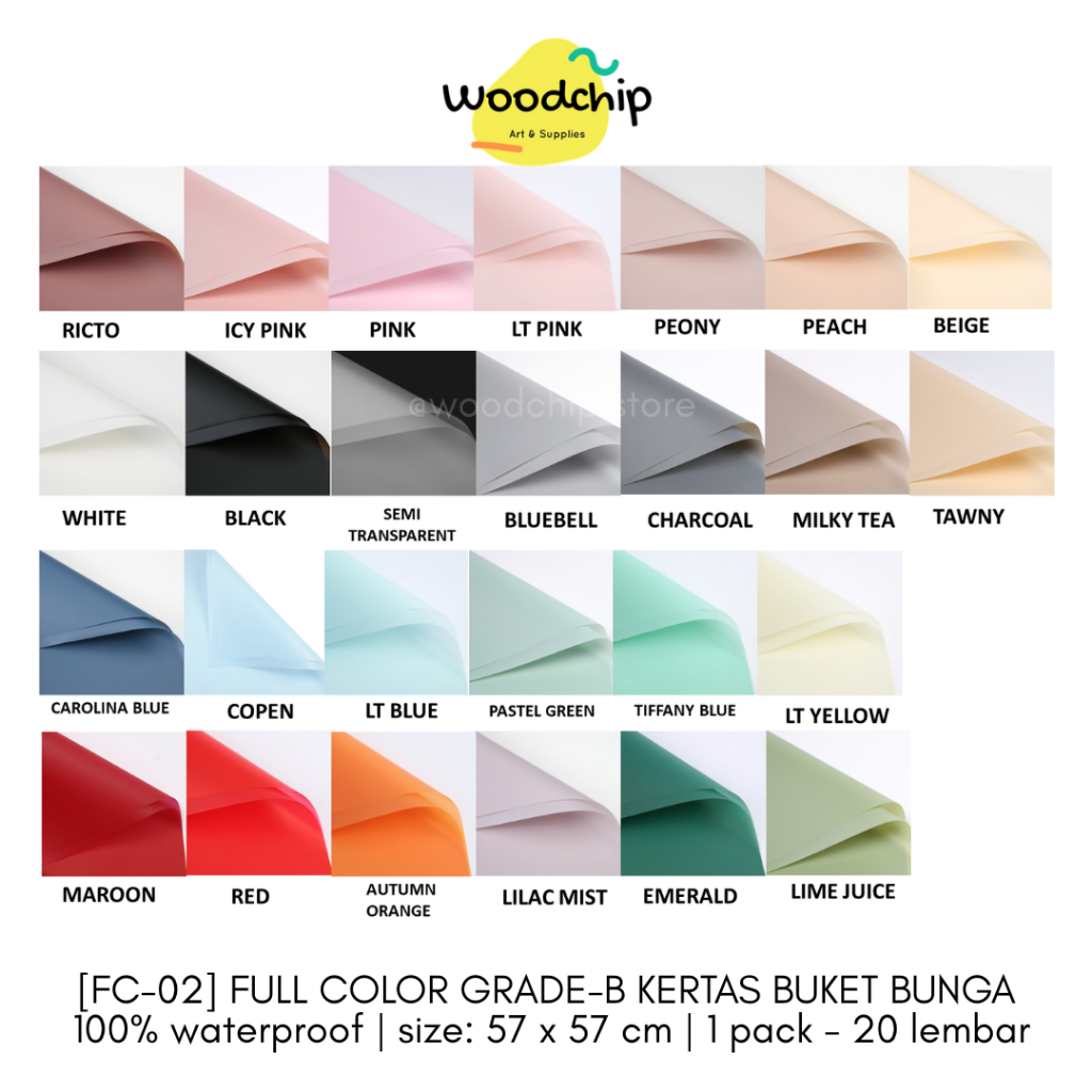 [LEMBAR] GRADE-B FULL COLOR CELLOPHANE (PFCGB) | KERTAS BUKET BUNGA WRAPPING PAPER