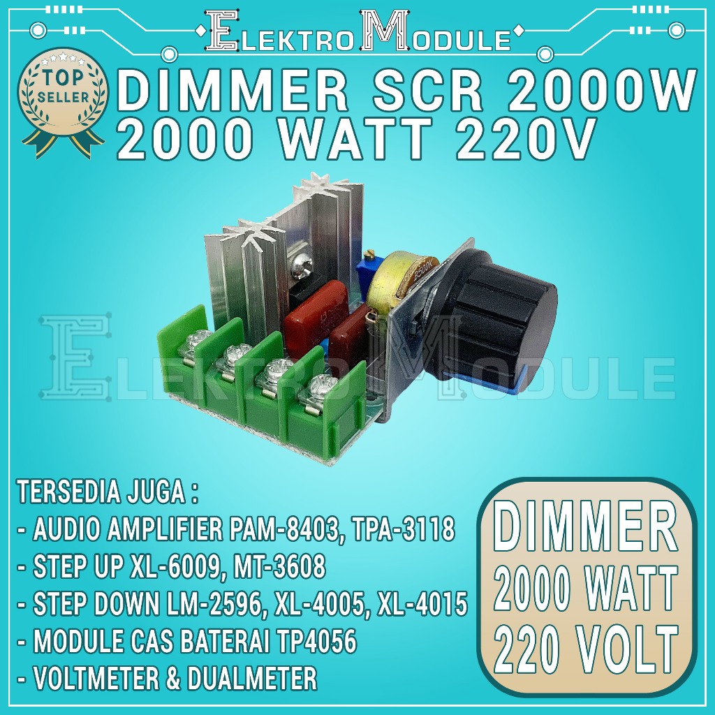 Dimmer SCR 2000W Regulator Voltage 220V AC Motor Gurinda Bor Motor Speed Controller Pwm Regulator Di