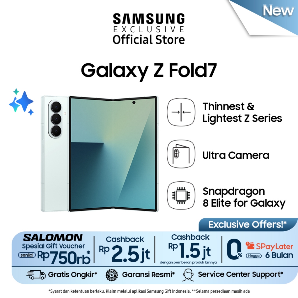 Samsung Galaxy Z Fold7 12/512GB Online Exclusive - Mint | Smartphone AI | Hp Lipat Tipis | Kamera 20