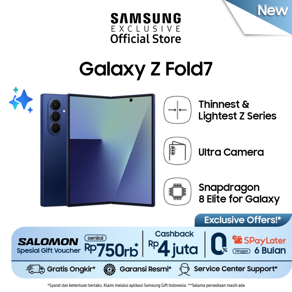 Samsung Galaxy Z Fold7 16GB/1TB Blue Shadow | Smartphone AI | Hp Lipat Tipis | Kamera 200MP