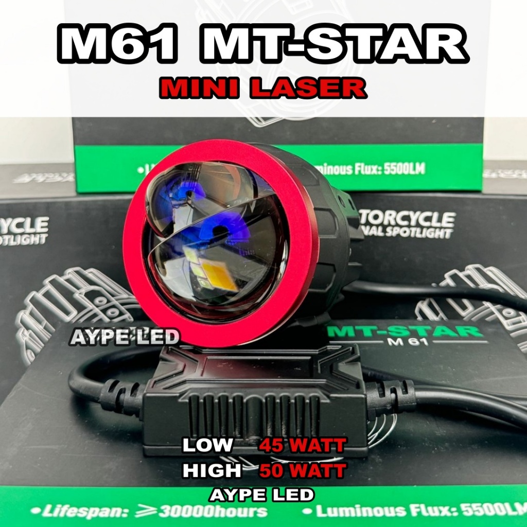 Lampu Tembak Biled M61 2,5 inch Lensa Jenong Bluelens Driver External 3 Warna ALL Wheather