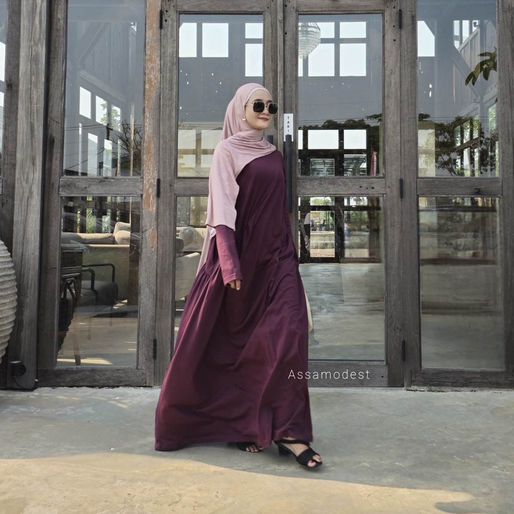 Kiana Dress Kaos Polos 100% Cotton Combed | Gamis Kaos Premium