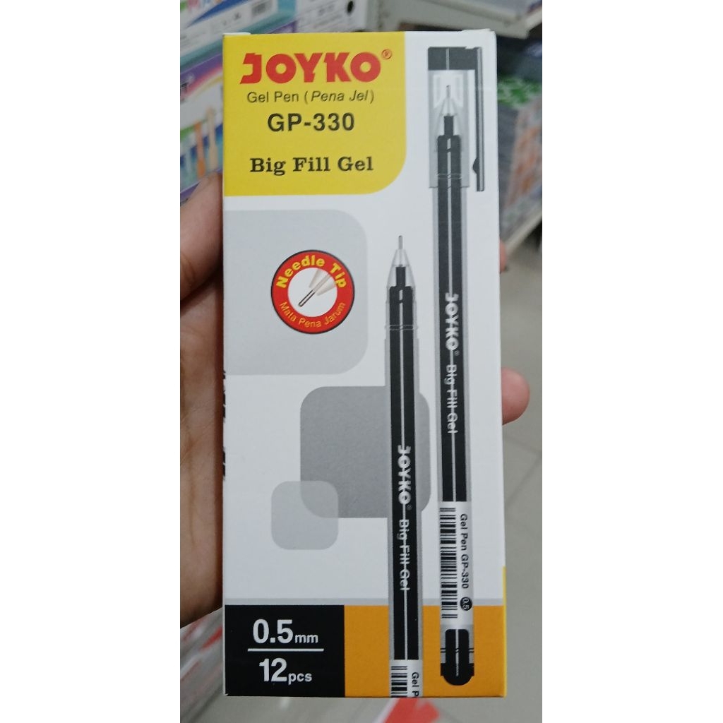 PENA JOYKO GEL GP 330 0.5MM ISI 12PCS || PENA JOYKO GEL GP 330 0.5MM WARNA HITAM