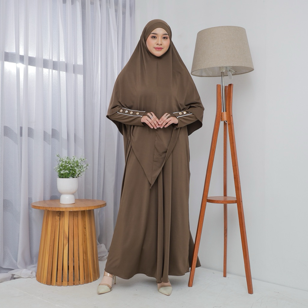 Gamis syari jersey premium jumbo  set jilbab bandana / Gamis umroh