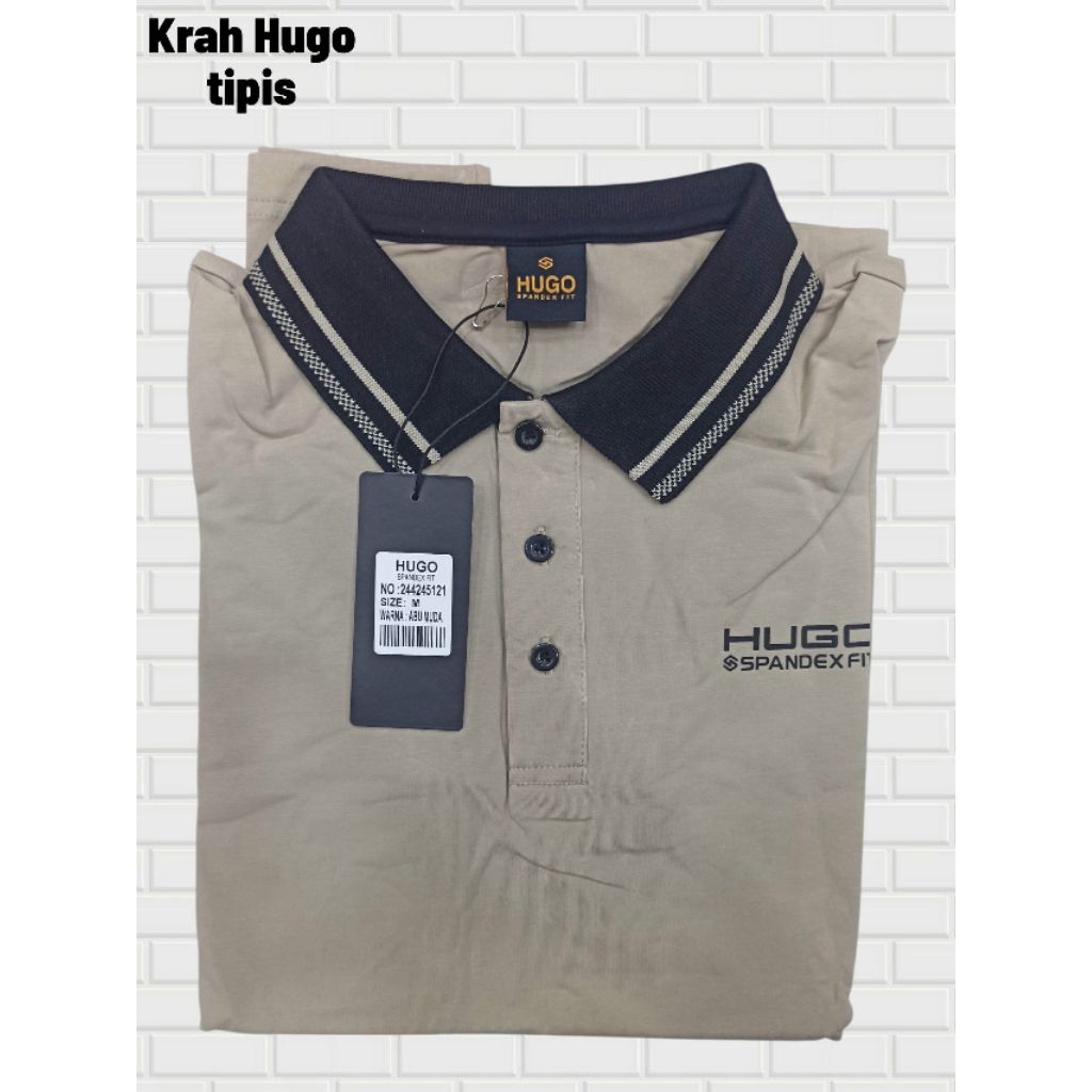 Kaos Kerah Hugo Tipis Pria – Bahan Adem, Nyaman Dipakai Harian