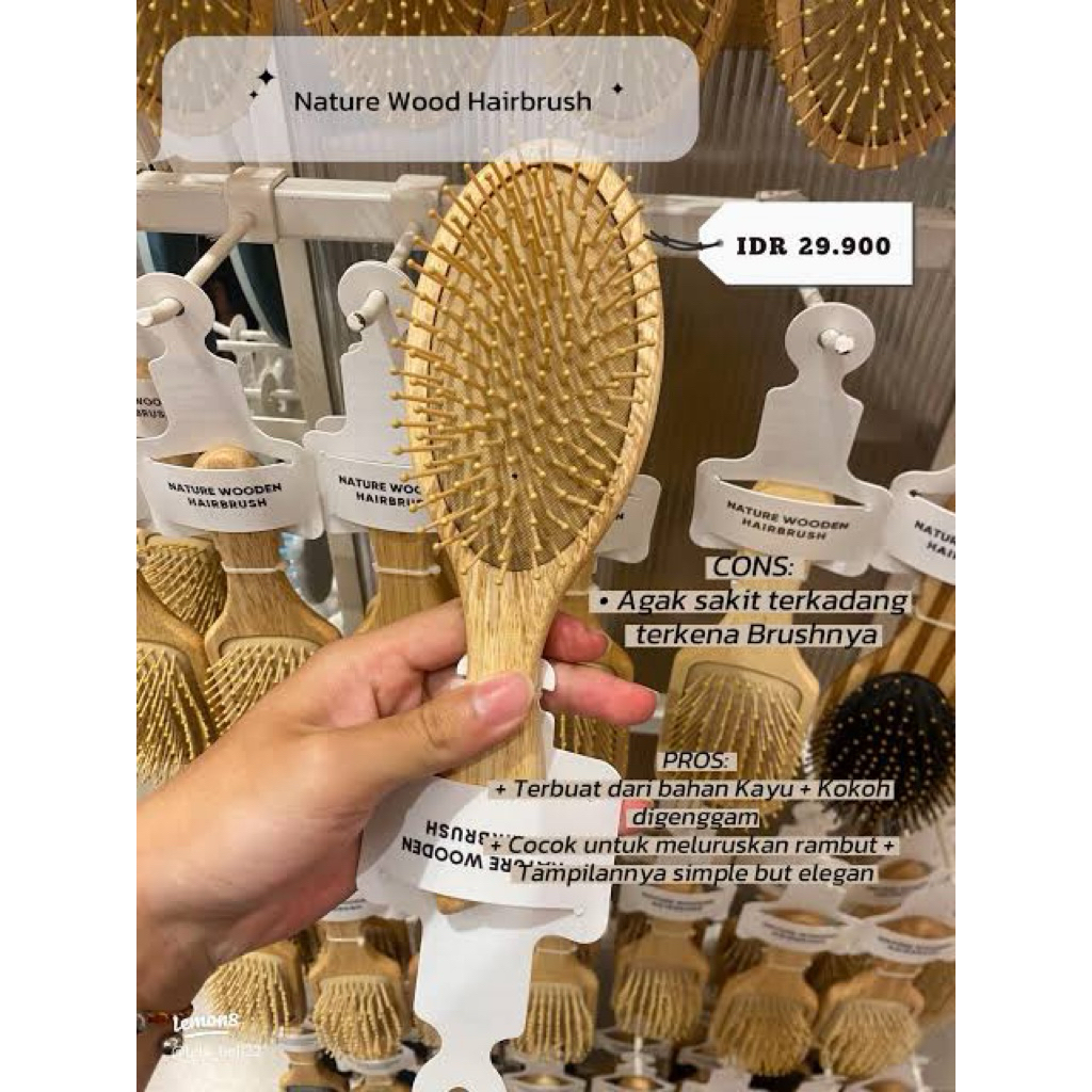 Sisir MINISO Nature Wooden Series Sisir Rambut Gagang Kayu Alami Sisir Rambut Anti Kusut Sisir Kayu