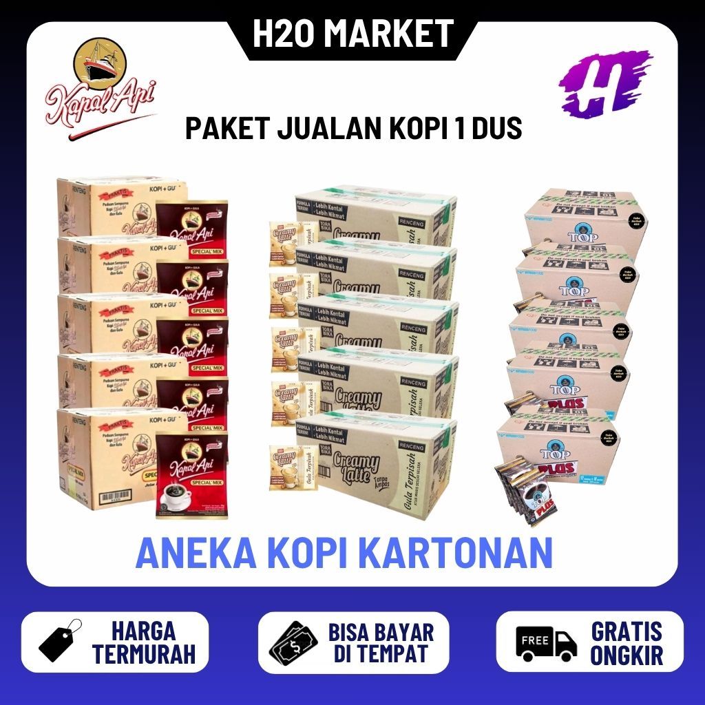 (SPECIAL 12.12) H2O - 1 Dus Aneka Kopi Kartonan - Kopi Kapal Api SP Renceng - Kopi Goodday Mochacino