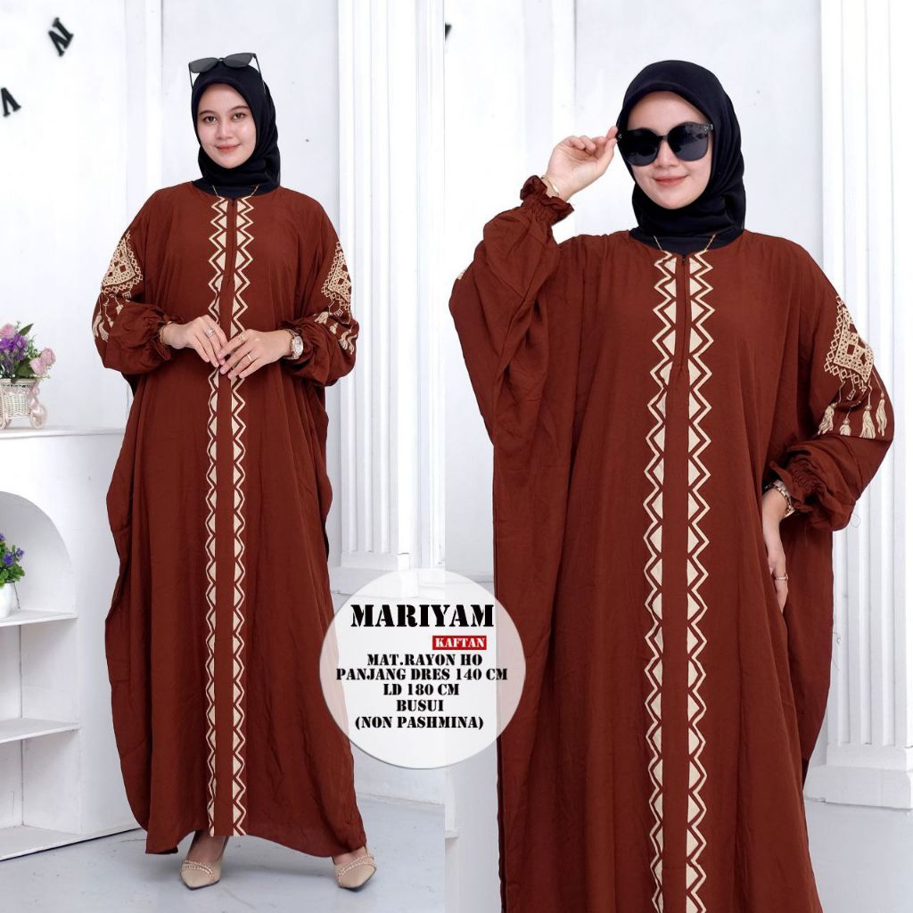 Grosir Gamis Kaftan Mariyam Terbaru 2025 Bahan Rayon Ld 180 Pb 140 Jumbo
