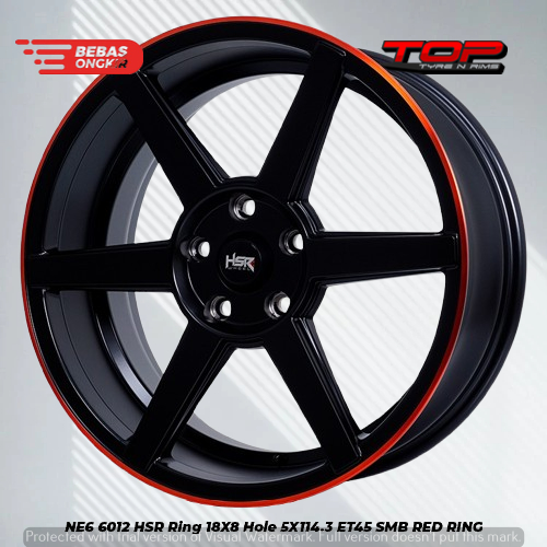 velg palang enam list merah r18 lebar 8 inch | pelek untuk mobil civic innova hsr ne6 original