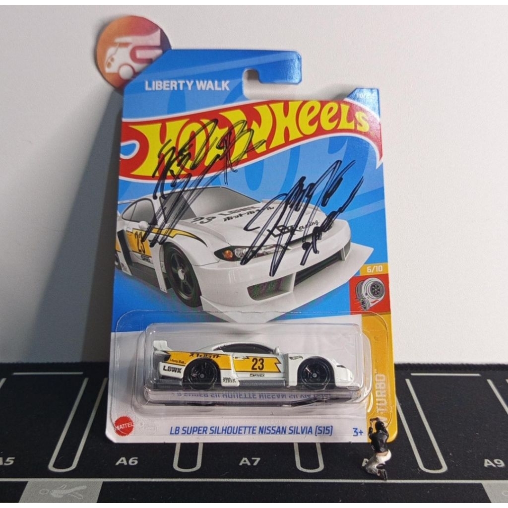 Hot wheels nissan silvia s15 LBWK putih japan card kanji signed by wataru dan hyuma kato ( bubble cr