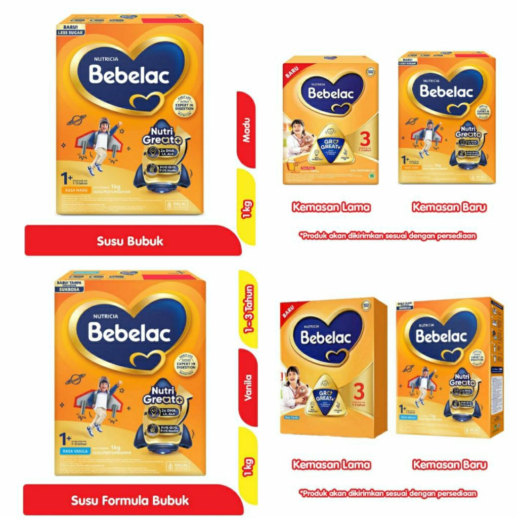 Bebelac 1+ Grogreat+ Susu Bubuk Pertumbuhan Anak Madu/Vanila 1kg