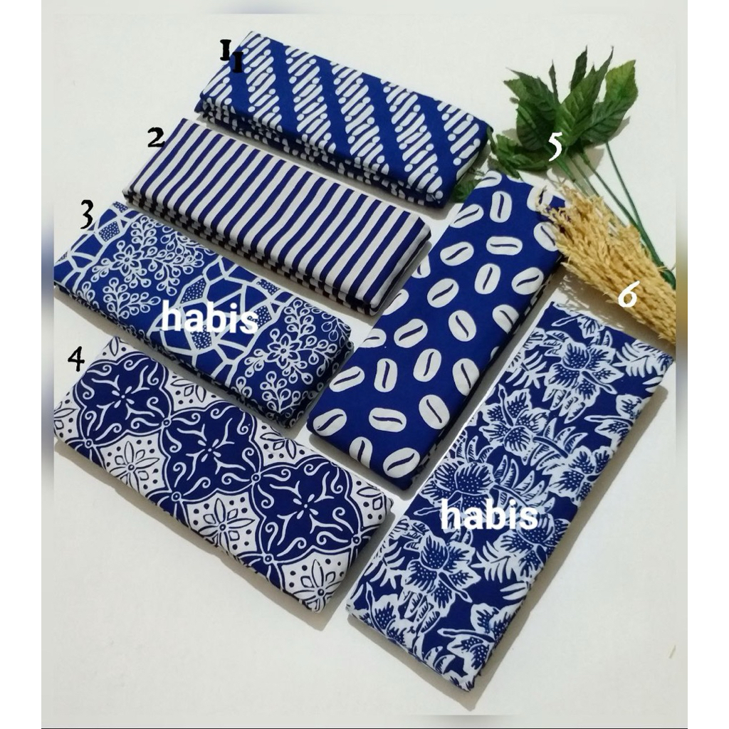 Kain Batik Cap Garutan  Warna Biru series Kain Batik Meteran Seragaman - Kain Batik Bahan Katun