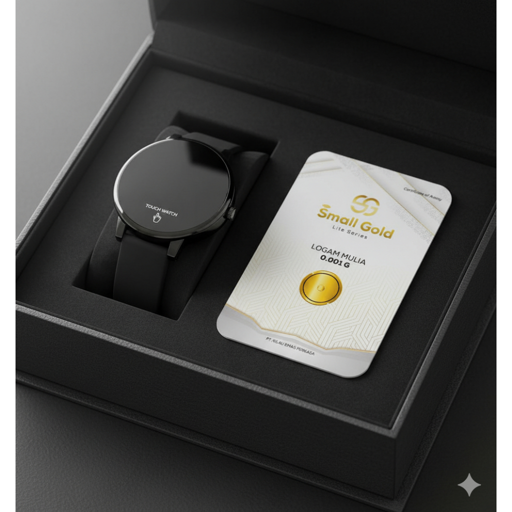 Jam Tangan Wanita Touch Watch Set Bonus Emas Mini Gold Asli