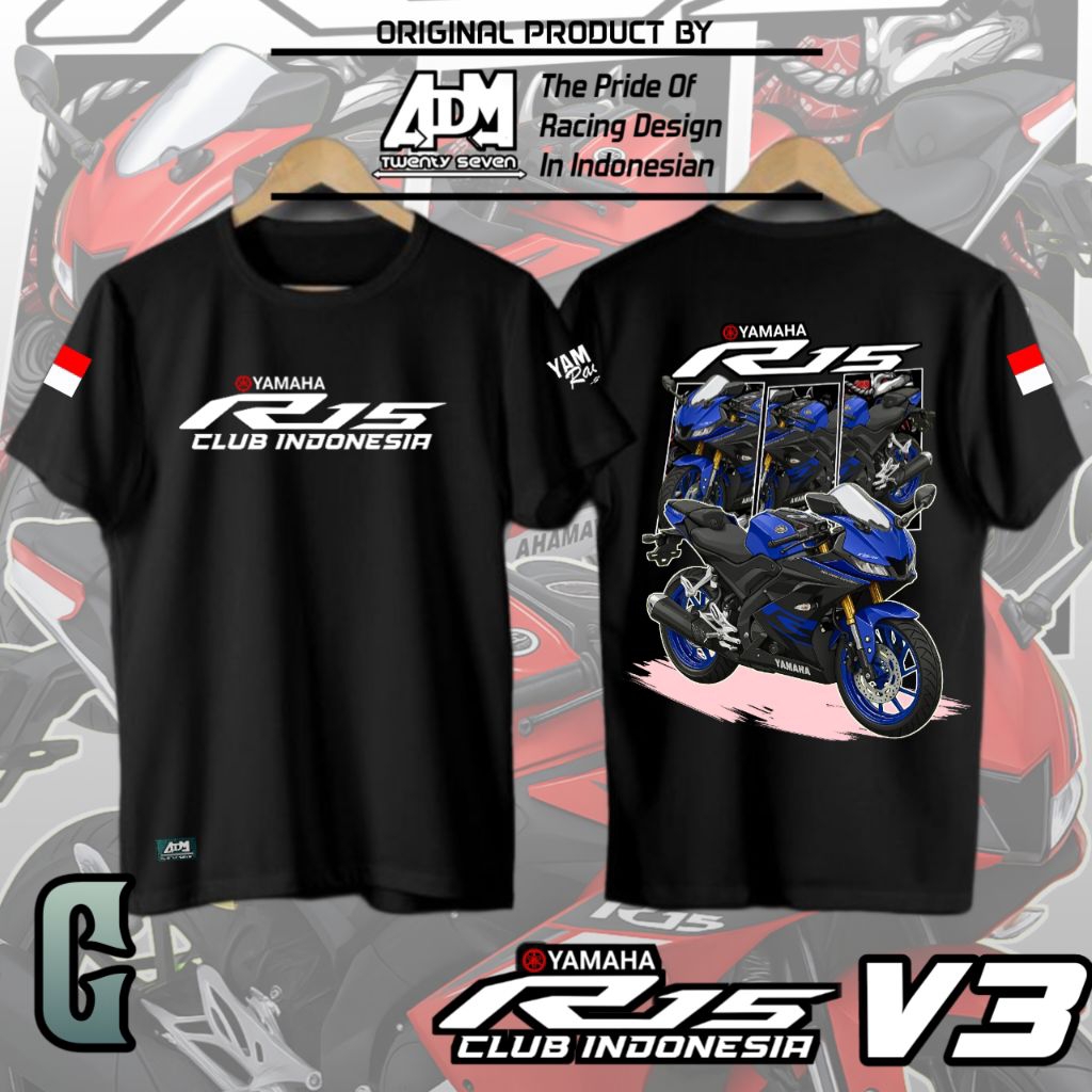 Kaos Yamaha YZF-R15 V3 kaos R15 V3 gen 3 kaos motor R15 Yamaha R15 kaos admstore27 kaos adm27