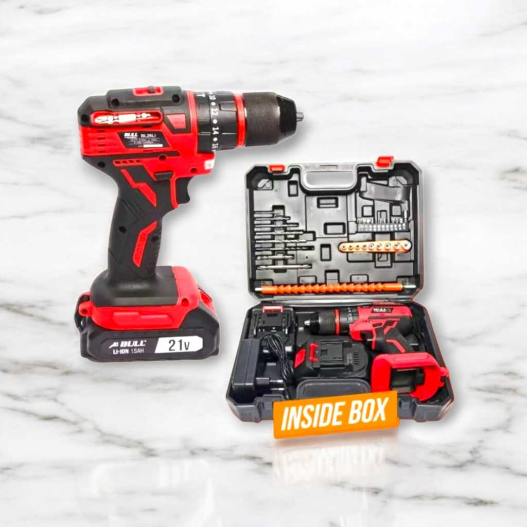 BULL Mesin Bor Baterai 21V 13mm BRUSHLESS IMPACT / Cordless Impact Drill Brushless