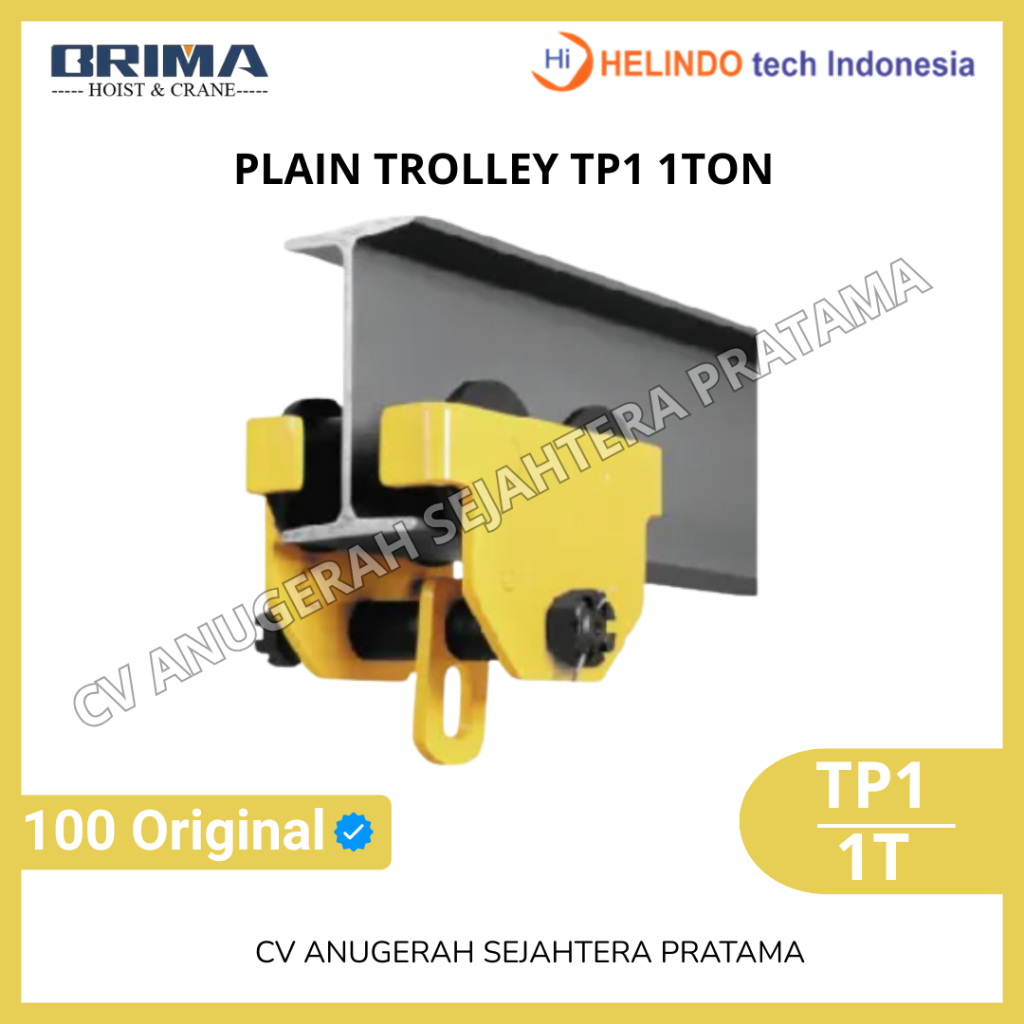 BRIMA Plain Trolley Manual Hoist / Crane TP1 1Ton