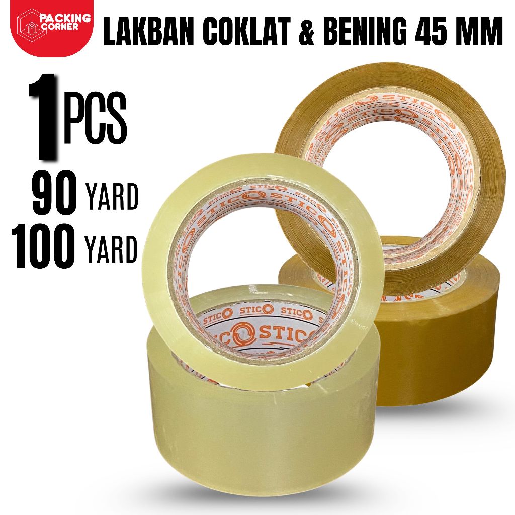 45MM Lakban Bening Cokelat  90 yard - 100 yard | Lakban 2 inch 90 100 Yard
