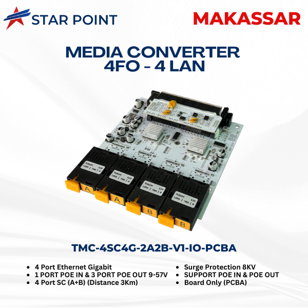 Tarmoc TMC-4SC4G-2A2B-V1-IO-PCBA | Media Converter 4 FO 4 LAN / 4FO 4LAN 4SC 4LAN 4 SC 4 LAN Gigabit