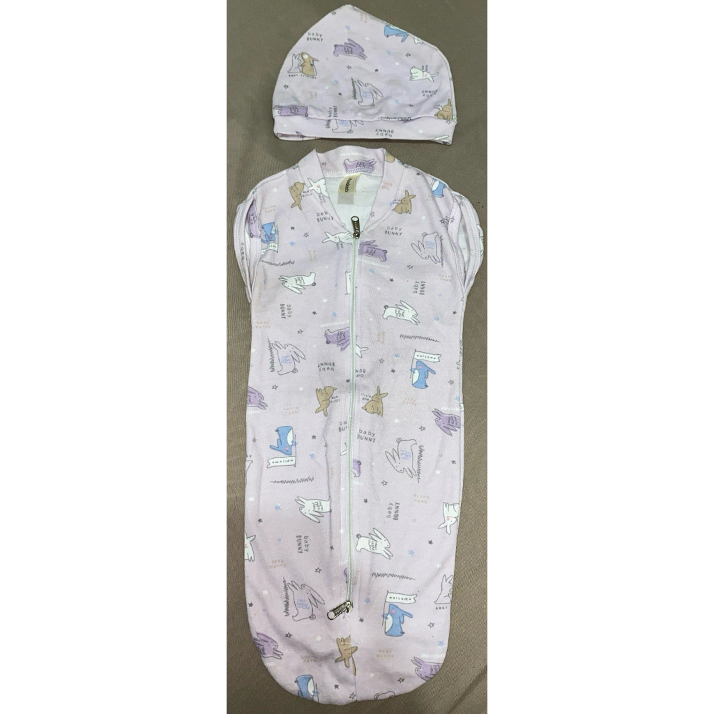 Preloved Bedong Instan + Topi Lilac Animals
