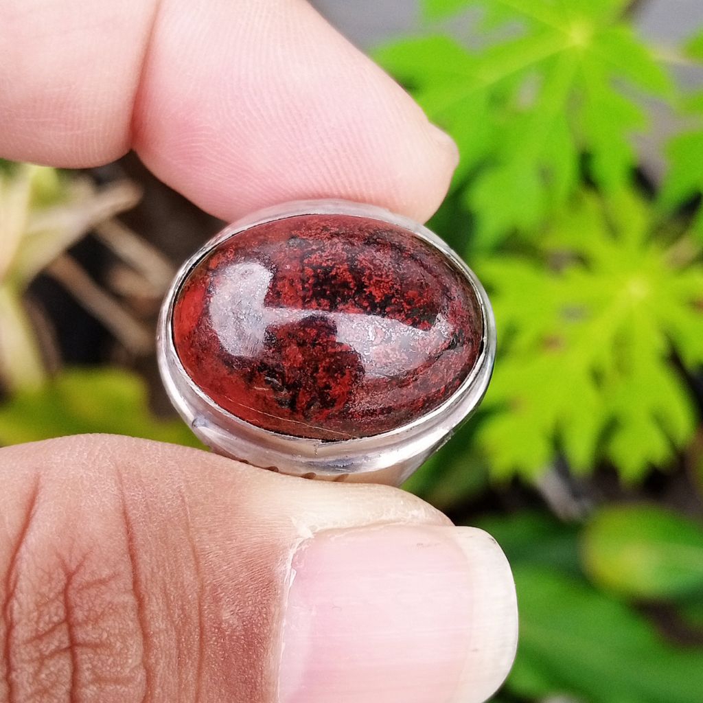 Cincin Monel Batu Akik Natural Badar Besi Merah Kebumen Jumbo