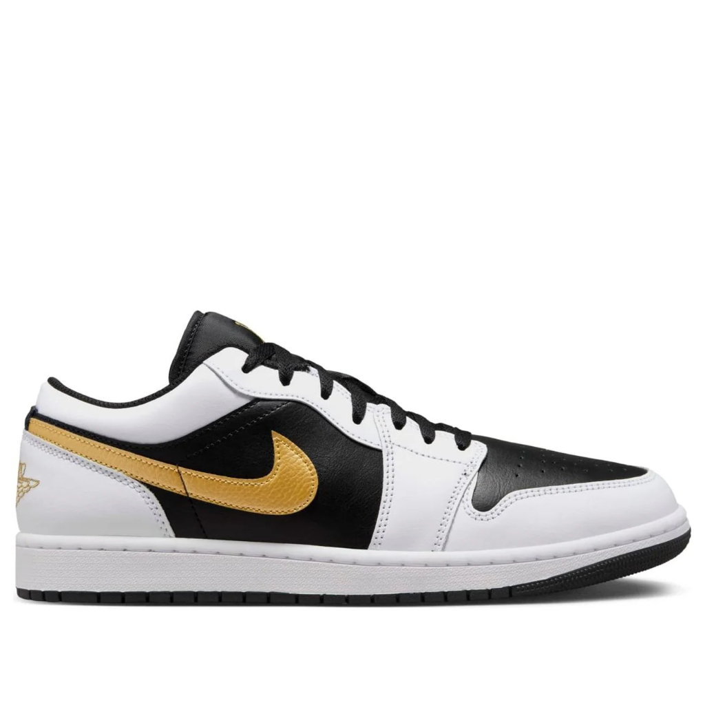 Nike Air Jordan1 Low 'White Black Metallic Gold Swoosh'