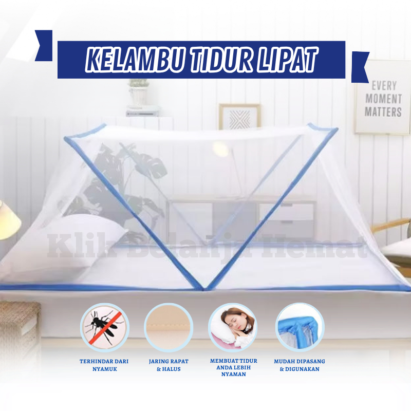 Kelambu Kotak Lipat Portable  Ukuran Lengkap Anti Nyamuk / Kelambu Bulat Lipat Ukuran Jumbo 220X220 