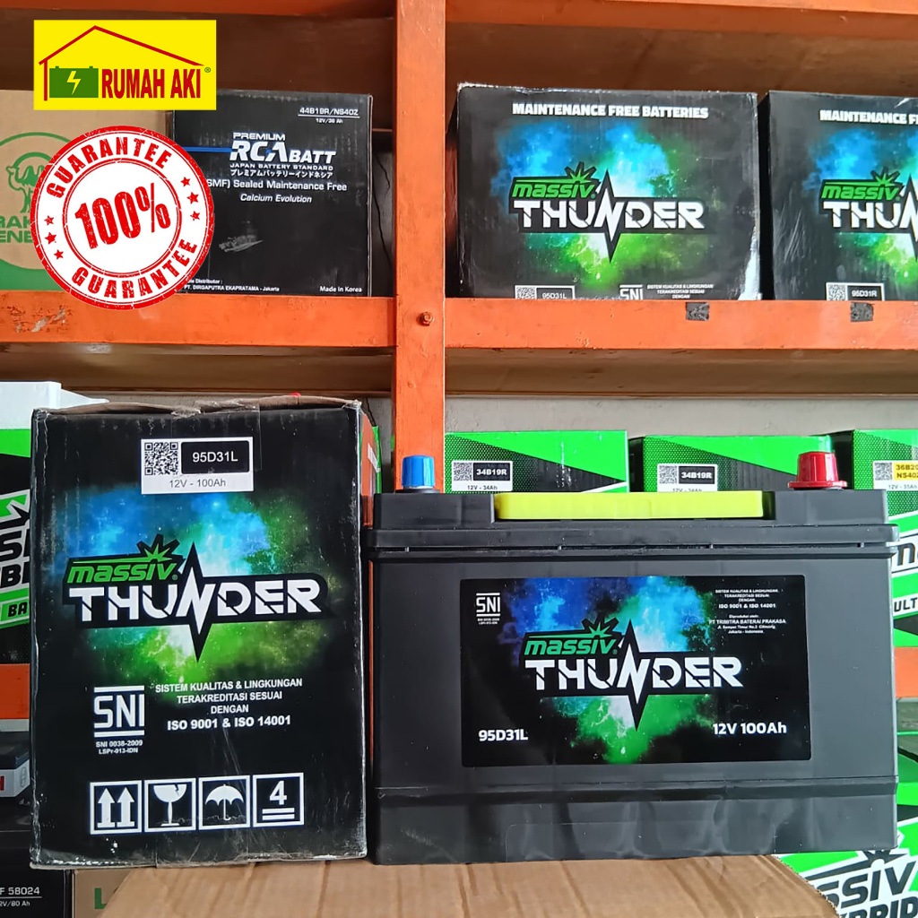 Aki Mobil Massiv Thunder 95D31L /NX120-7L Aki kering Aki Maintenance Free